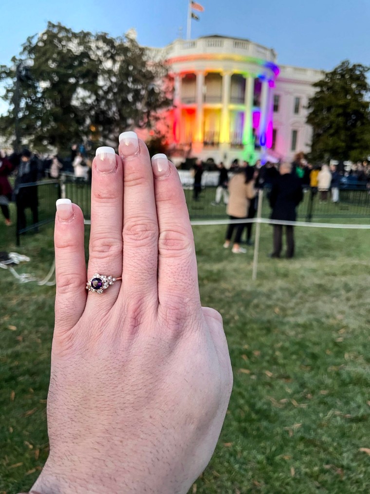 Carsen Russell, Vermont Rep. Taylor Small's partner of nearly four years, said he wasn't sure he would be able to get a ring into the White House without Small noticing. He ended up wearing it under his glove.