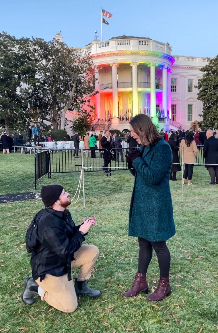 Vermont Rep. Taylor Small got engaged to her partner, Carsen Russell, after the Respect for Marriage Act signing at the White House on Tuesday.