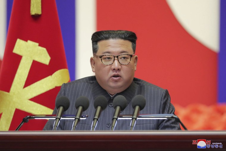 North Korean leader Kim Jong Un speaks in Pyongyang in August 2022.