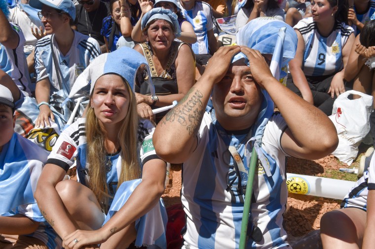 Fans watch the World Cup final in Buenos Aires, Argentina, on Dec. 18, 2022.