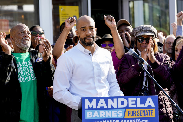 Mandela Barnes concedes to Republican Sen. Ron Johnson at a news conference on Nov. 9, 2022, in Milwaukee. 