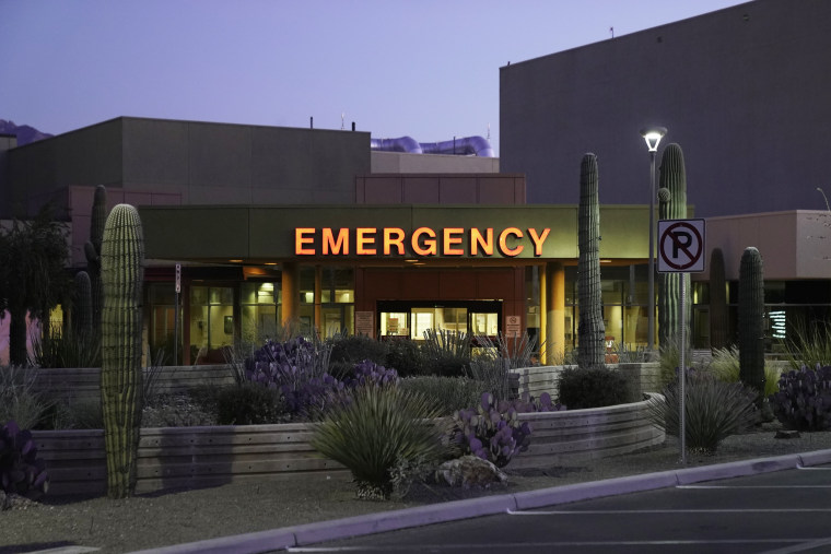 The emergency entrance to Tucson Medical Center in Tucson, Ariz.