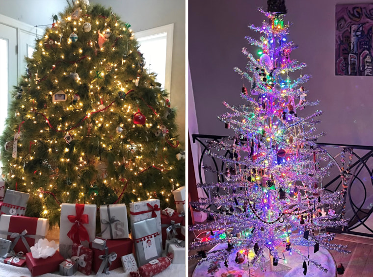 The author's and her brother's Christmas trees.