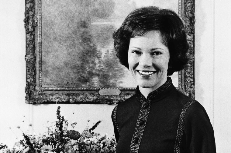 This photo provided by the White House is the official portrait of first lady Rosalynn Carter in the Vermeil Room of the White House, Feb. 18, 1977.

Rosalynn Carter,Eleanor Rosalynn Smith Carter
