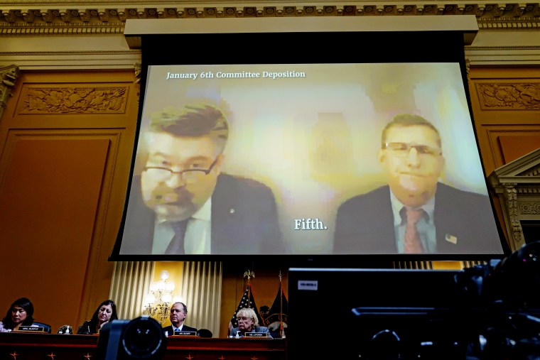 The deposition of former national security adviser Michael Flynn is displayed during a House select committee hearing on June 28.