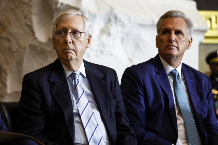 Senate Minority Leader Mitch McConnell, R-Ky., and House Minority Leader Kevin McCarthy, R-Calif., at the Capitol on Dec. 6, 2022.