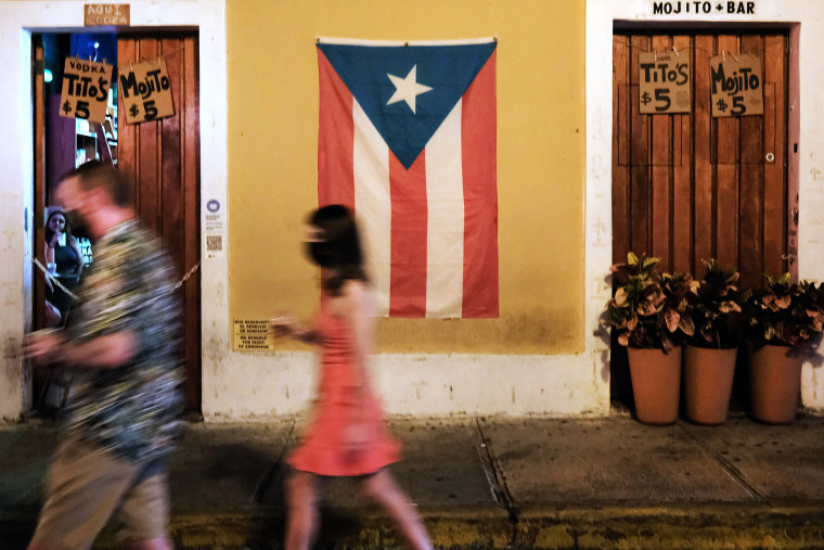 People enjoy an evening in Old San Juan, Puerto Rico. 