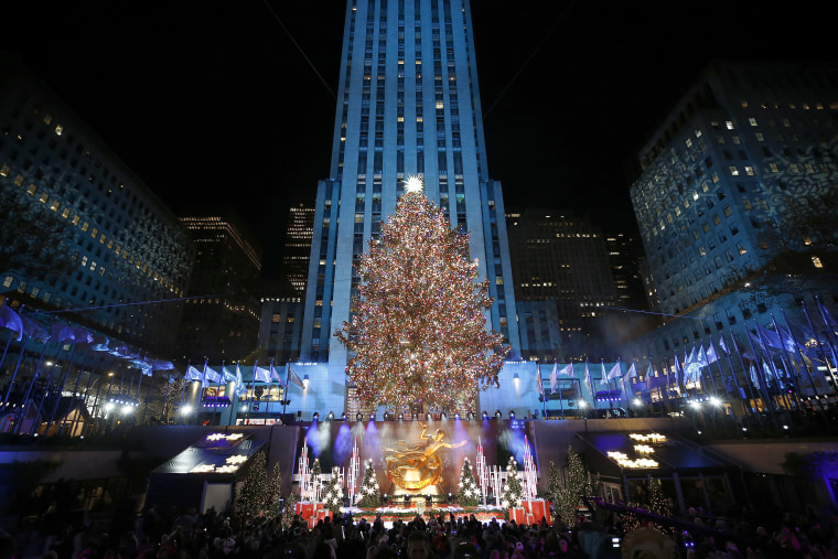 A view of the Rockefeller Center Christmas Tree in New York City.