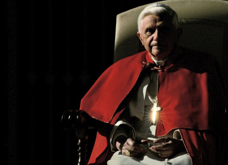 Pope Benedict XVI during his traditional weekly general audience in St Peter's square at the Vatican in 2005. 
