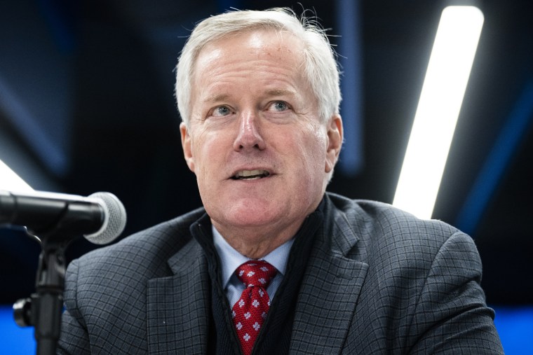 Former Rep. Mark Meadows, R-N.C., speaks during a forum on House and GOP Conference rules for the 118th Congress, at the FreedomWorks office in Washington, D.C., on Nov. 14, 2022. 