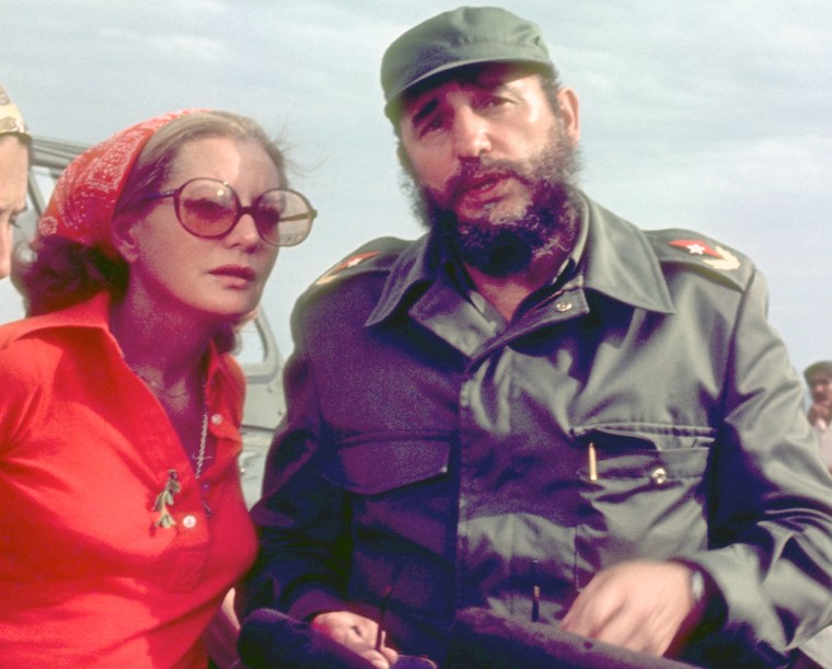 Barbara Walters interviews Cuban President Fidel Castro in 1977. 