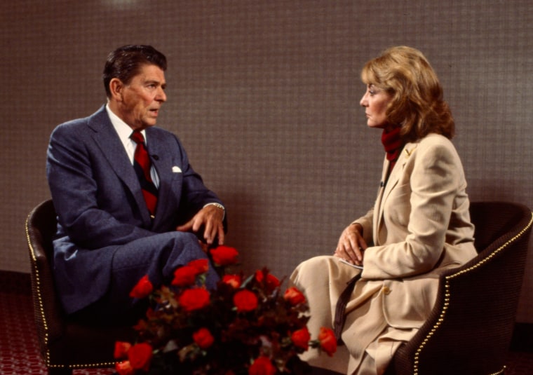 Barbara Walters interviewing Ronald Reagan