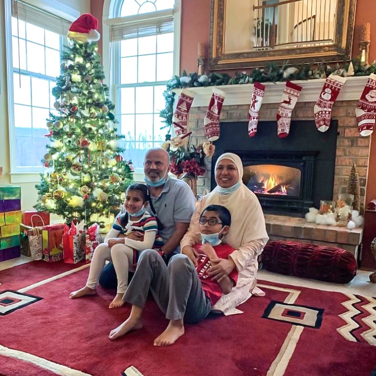 The Iqbal family celebrate Christmas together in their upstate New York home, Dec. 25, 2020.