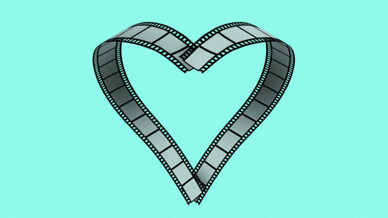 Ilustración de una cinta de película organizada en forma de un corazón