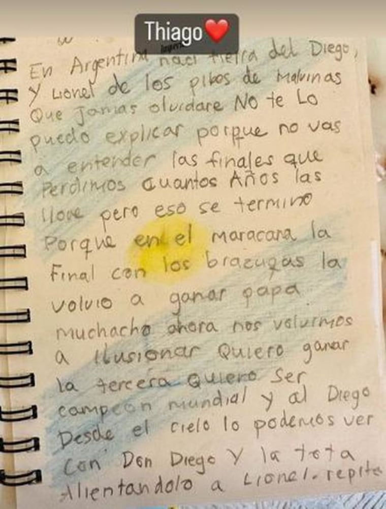 El hijo de Messi escribió una carta antes de la final Catar 2022