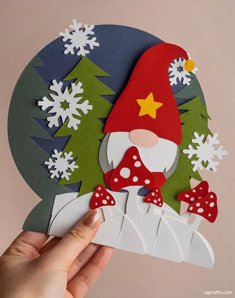 gnome pop-up christmas card