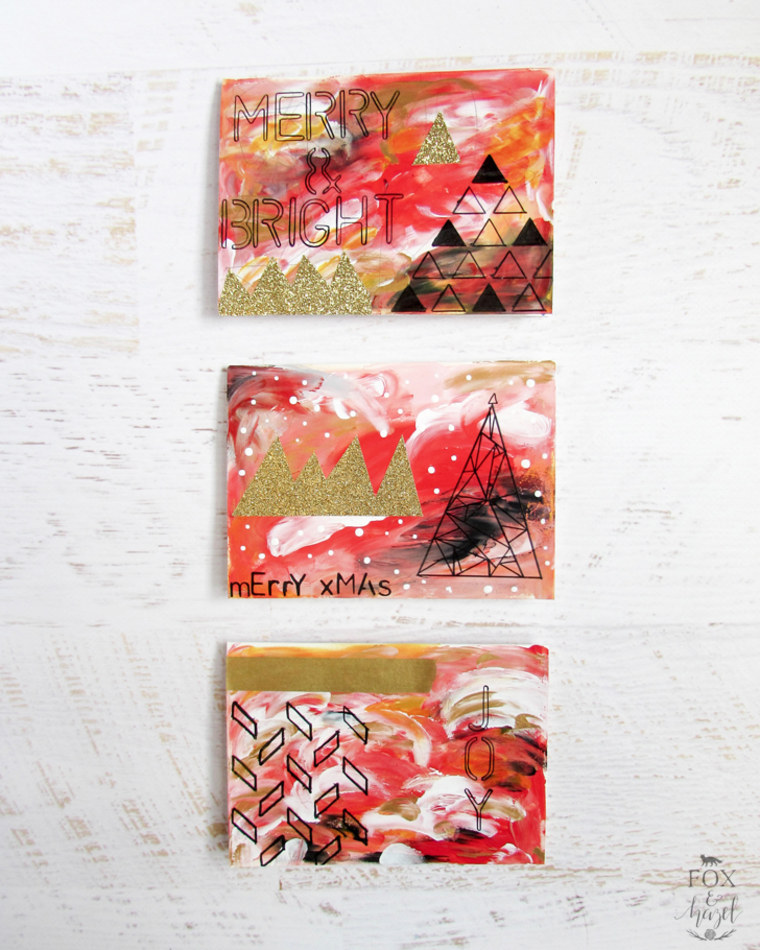 painted christmas cards with holiday messages