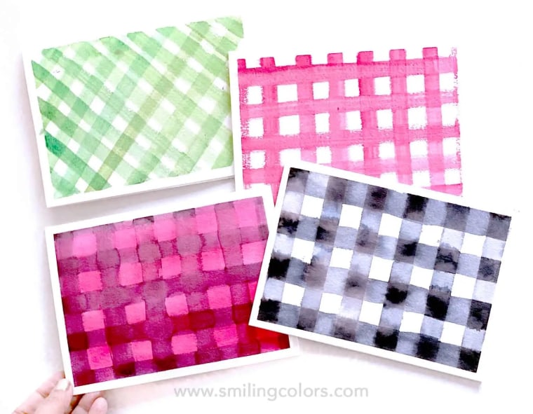 watercolor plaid card