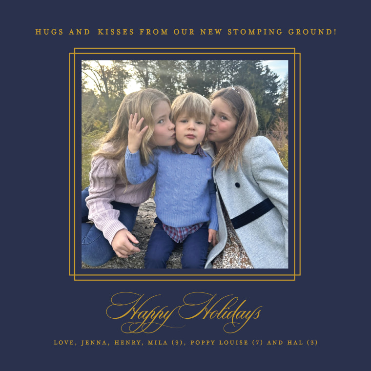 Jenna's kids, Mila, Poppy and Hal, share sweet kisses in the adorable pic from the family's new holiday card.