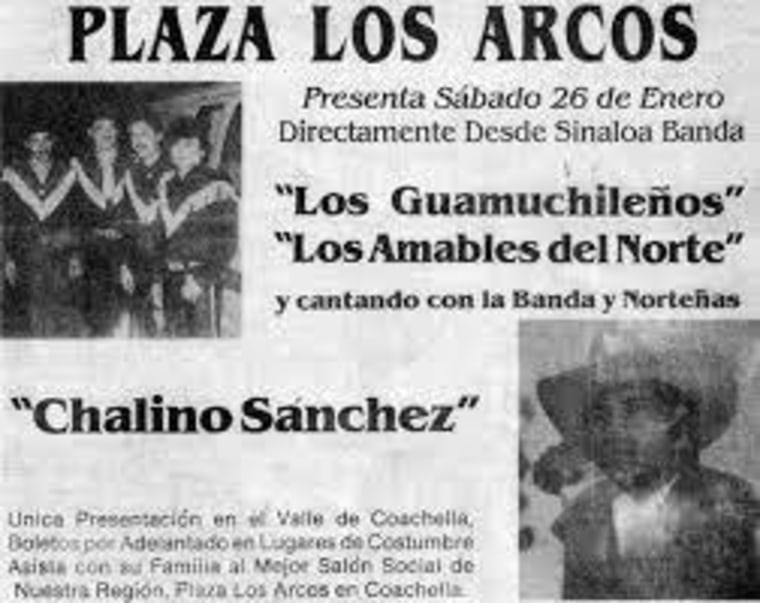 Newspaper clipping announcing the presentation of Chalino Sánchez in the Coahella Valley on January 26, 1992.