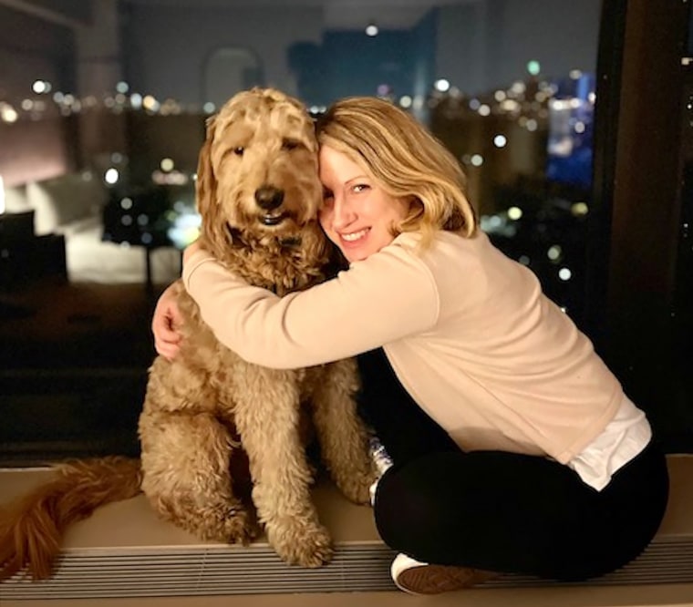 Chief Brody, our beloved goldendoodle, and me. 