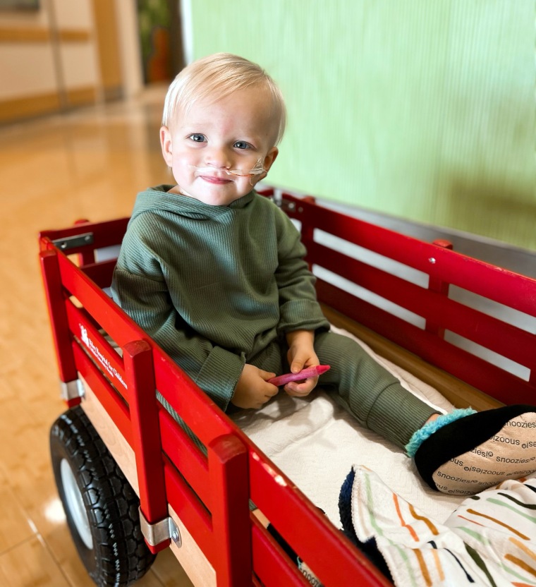Mattie Atkinson needed to be on extracorporeal membrane oxygenation, or ECMO, a form of life support, to help him recover from two viral infections, pneumonia and the aftermath of having a peanut lodged in his airway.