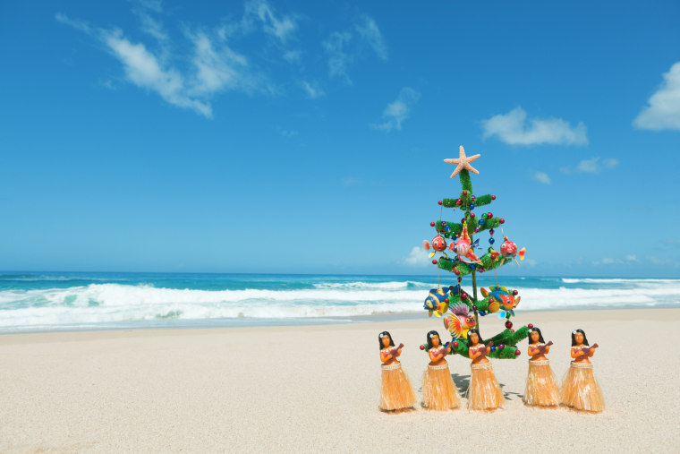 Hula Dancers and Christmas Tree in Tropical Hawaiian Beach Hz