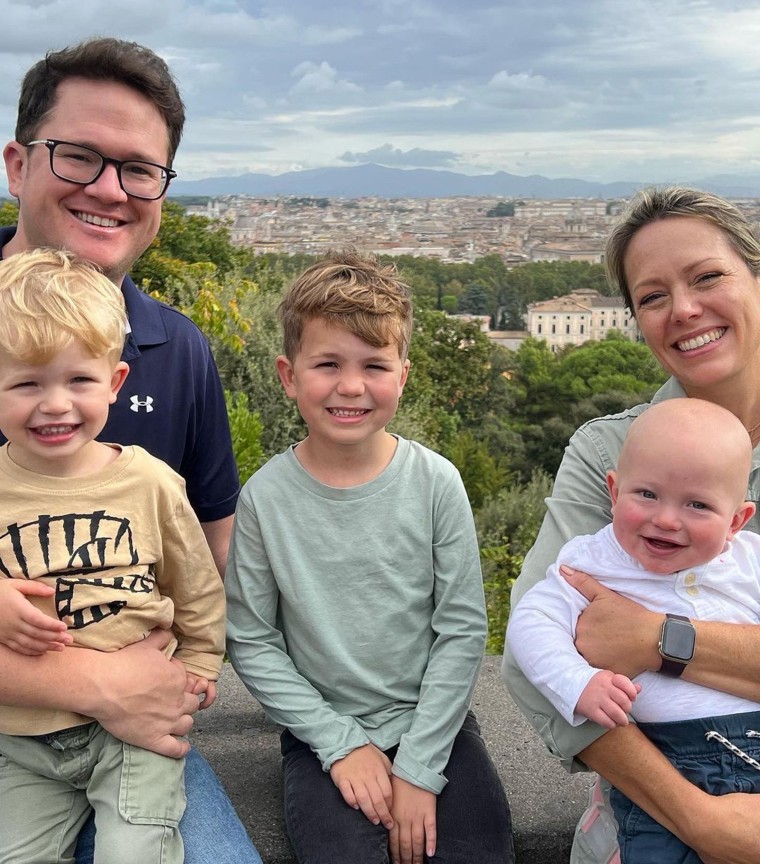 The couple share three kids, Calvin (center), Oliver, (left) and Russell.