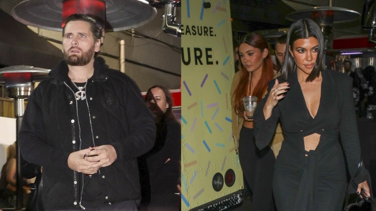 Kourtney Kardashian y Scott Disick arribando al Bar Mitzvah de su hijo mayor, Mason, diciembre 2022.