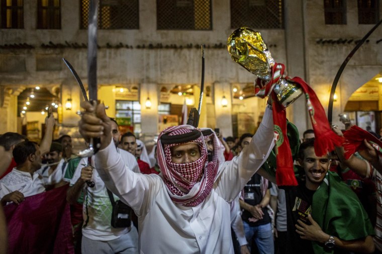 Aficionados marroquíes celebraban en Doha, Catar, el 06 de diciembre de 2022. 