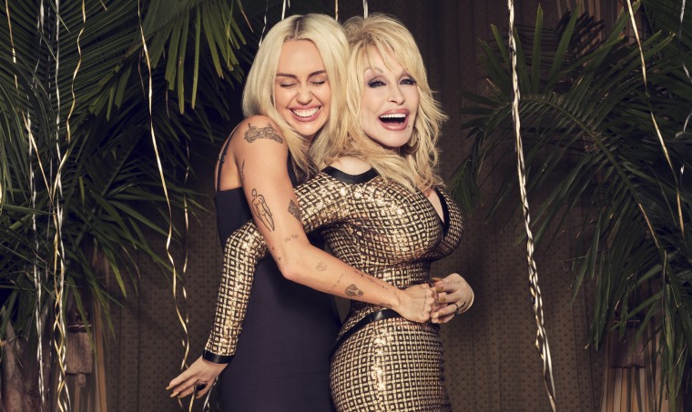 Miley Cyrus, Dolly Parton during Miley's New Year's Eve Party, 2022.