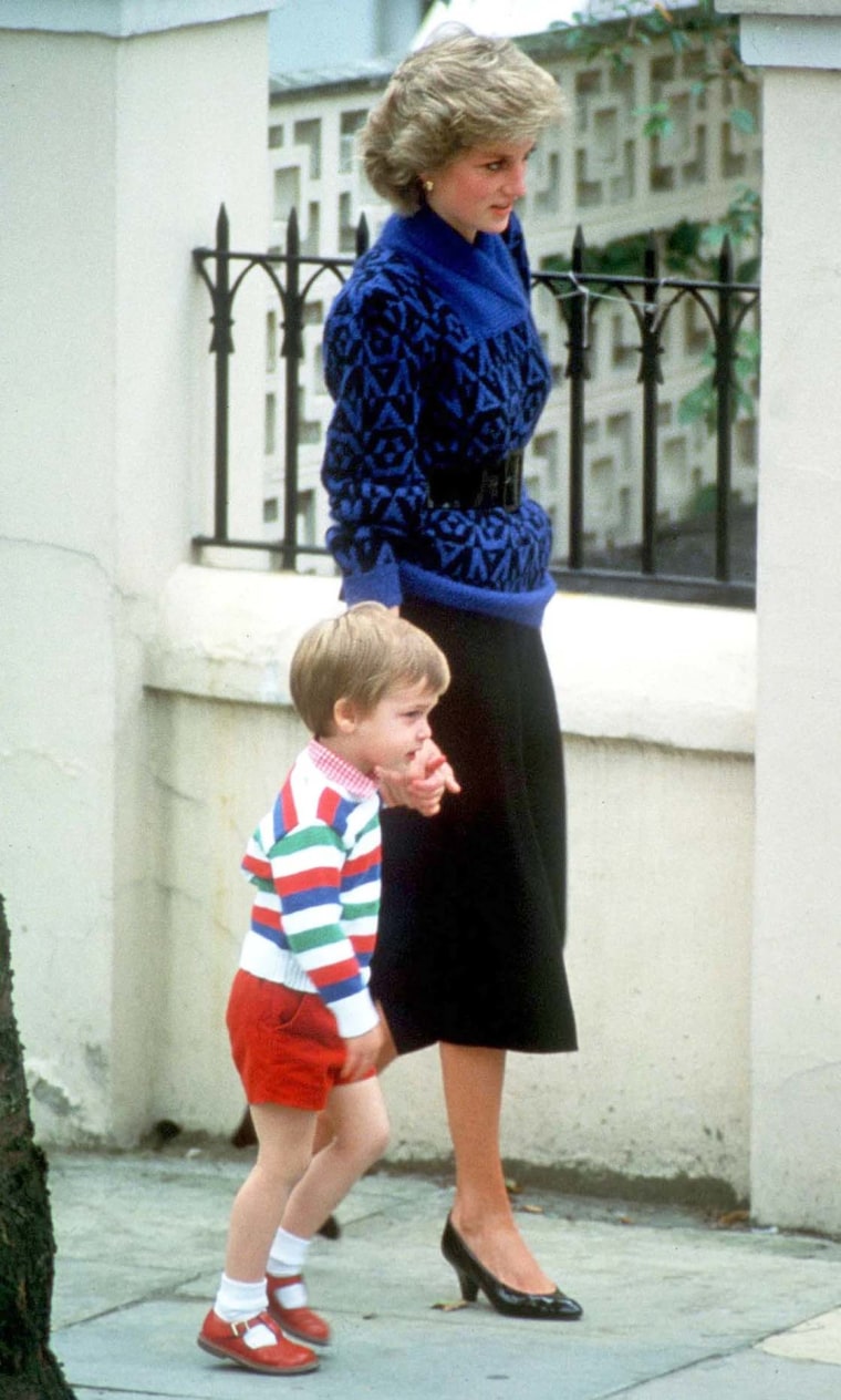 A young Prince William with his mother, the late Princess Diana.