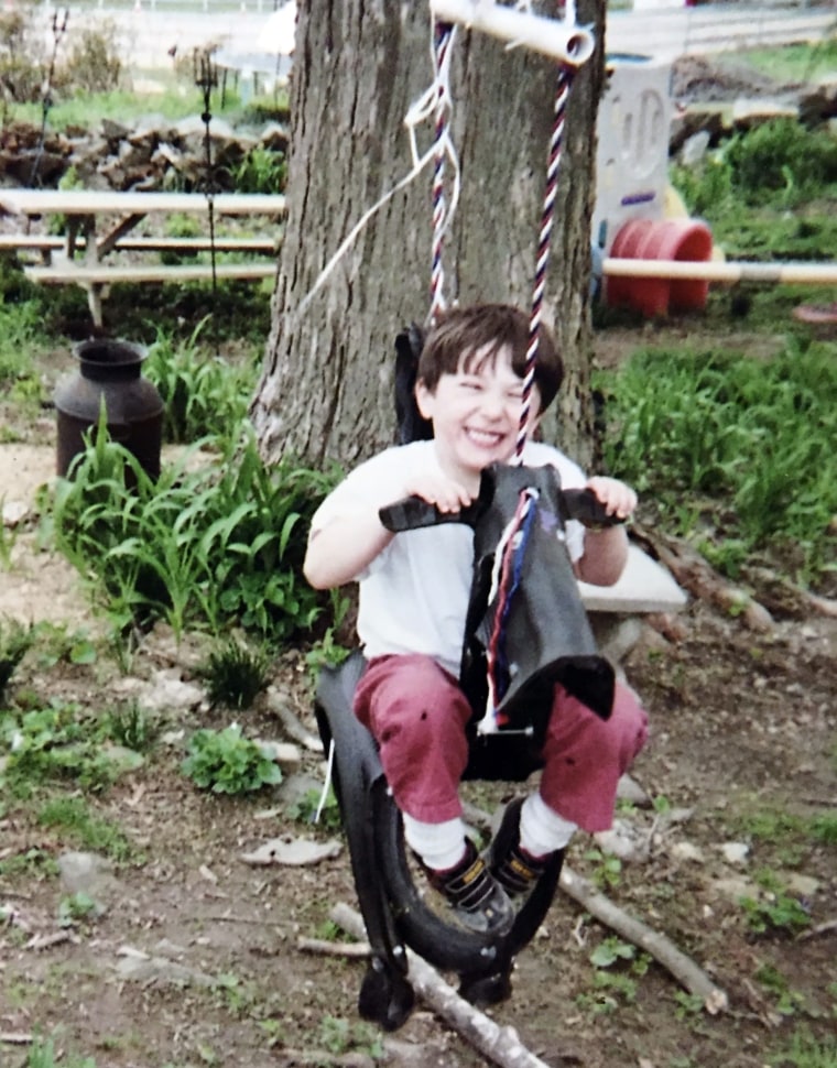 'My son existed': Jesse playing in the backyard.