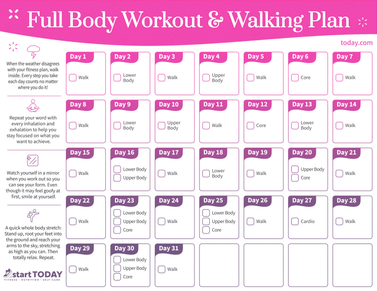 20 Minute Walking and Strength Plan for January 2023