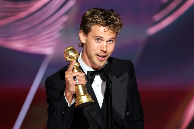 Image: Austin Butler accepts the Best Actor in a Motion Picture Drama award for "Elvis" onstage during the 80th Annual Golden Globe Awards at The Beverly Hilton on Jan. 10, 2023 in Beverly Hills, Calif.