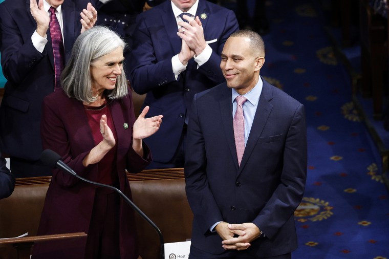 Incoming House Democratic Leader Hakeem Jeffries, D-N.Y., on the first day of the 118th Congress in the House Chamber on Jan. 3, 2023.