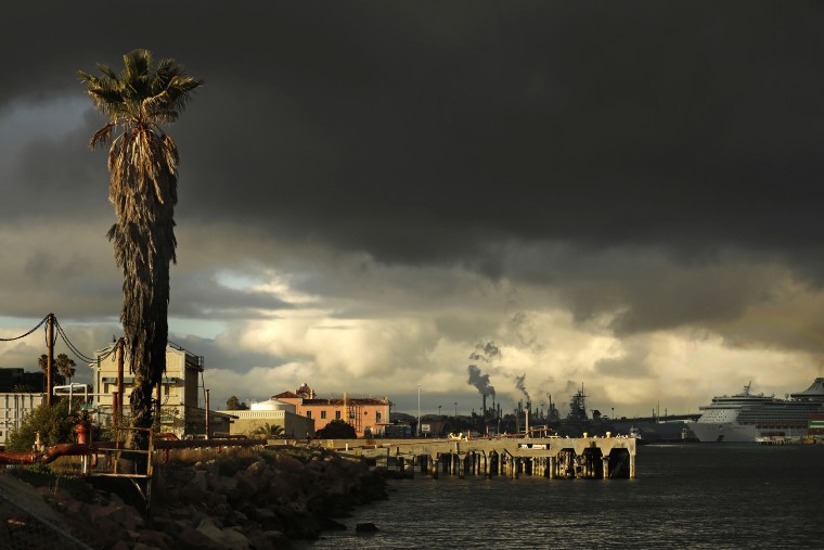 Clouds over the harbor of Los Angeles, December 30, 2022.