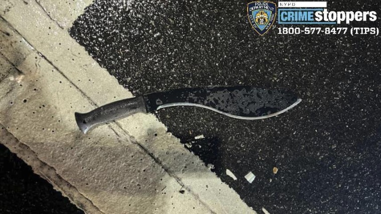 The machete used to attack three  police officers on New Year's Eve in New York. 