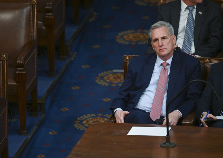 Kevin McCarthy in the House Chamber during the third round of votes for House Speaker at the U.S. Capitol