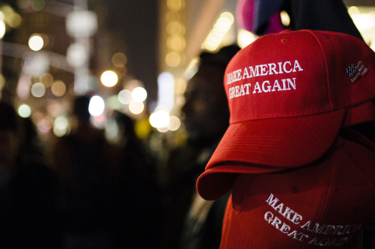 "Make America Great Again" hats on sale in New York on Nov. 9, 2016.