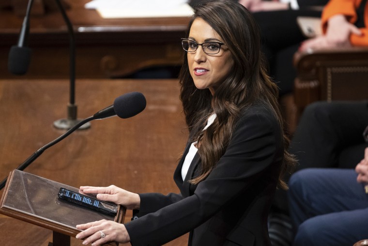 Rep.-elect Lauren Boebert speaks during the second day of the House speakership election