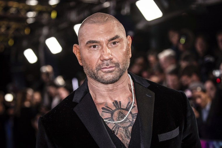 Dave Bautista at the premiere of the film 'Glass Onion: A Knives Out Mystery' in London on Oct. 16, 2022.