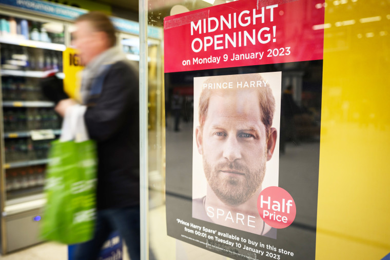 A poster advertising the launch of Prince Harry's memoir "Spare" 