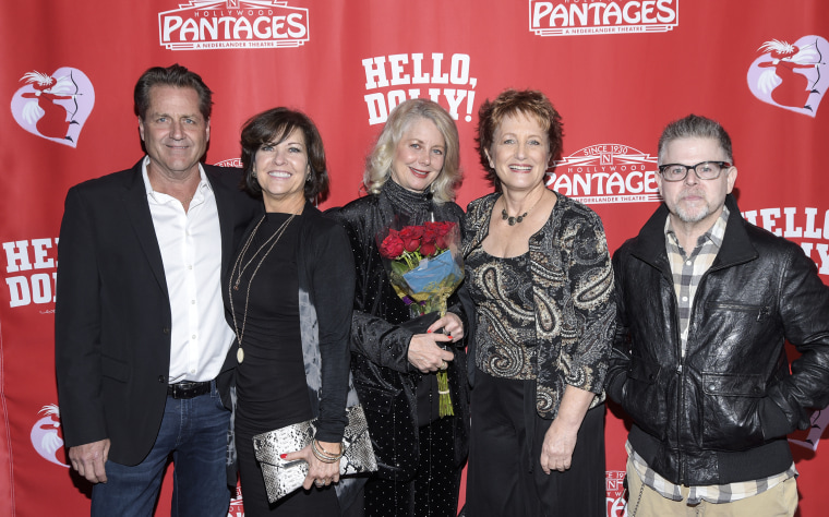 "Eight Is Enough" actors Jimmy Van Patten, Connie Needham, Dianne Kay, Laurie Walters and Adam Rich, right, attend the Los Angeles premiere of the musical "Hello Dolly" on Jan. 30, 2019.