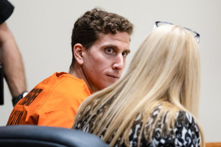 Image: Bryan Kohberger looks toward his attorney, public defender Anne Taylor, right, during a hearing in Latah County District Court on Jan. 5, 2023, in Moscow, Idaho.