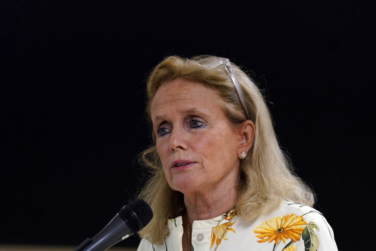 Debbie Dingell addresses the media during a visit to the Water Resource Recovery Facility in Detroit