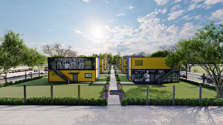 A rendering of a plan to use shipping containers for housing at Fisk University. 