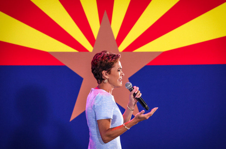 Arizona Republican gubernatorial candidate Kari Lake speaks during a get out the vote campaign rally on Nov. 5, 2022 in Scottsdale, Ariz.
