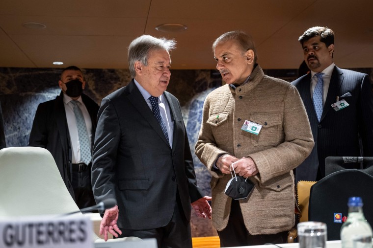 The UN chief called for "massive investments" to help Pakistan recover from last year's devastating floods, saying the country was "doubly victimised" by climate change and a "morally bankrupt global financial system". 