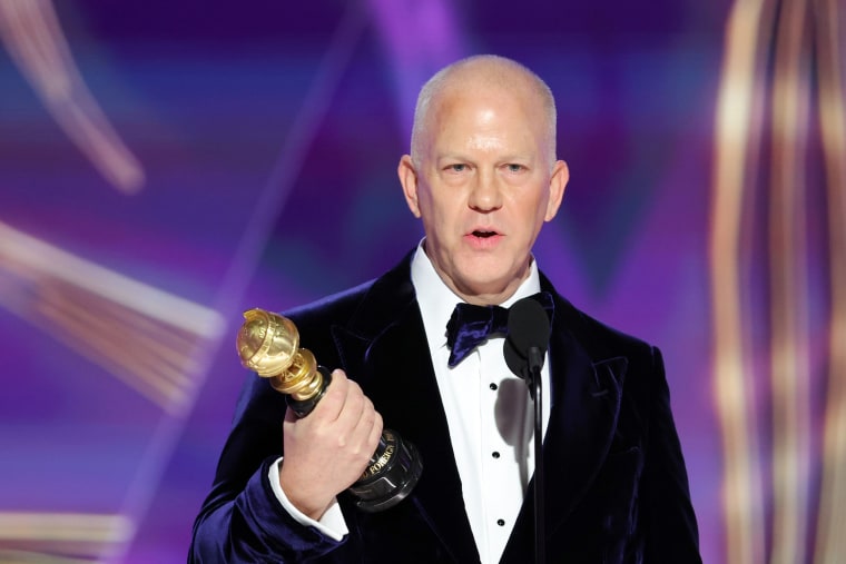 In this handout photo provided by NBCUniversal Media, LLC, Honoree Ryan Murphy accepts the Carol Burnett Award onstage during the 80th Annual Golden Globe Awards at The Beverly Hilton on January 10, 2023 in Beverly Hills, California. 